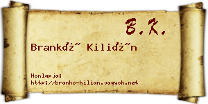 Brankó Kilián névjegykártya